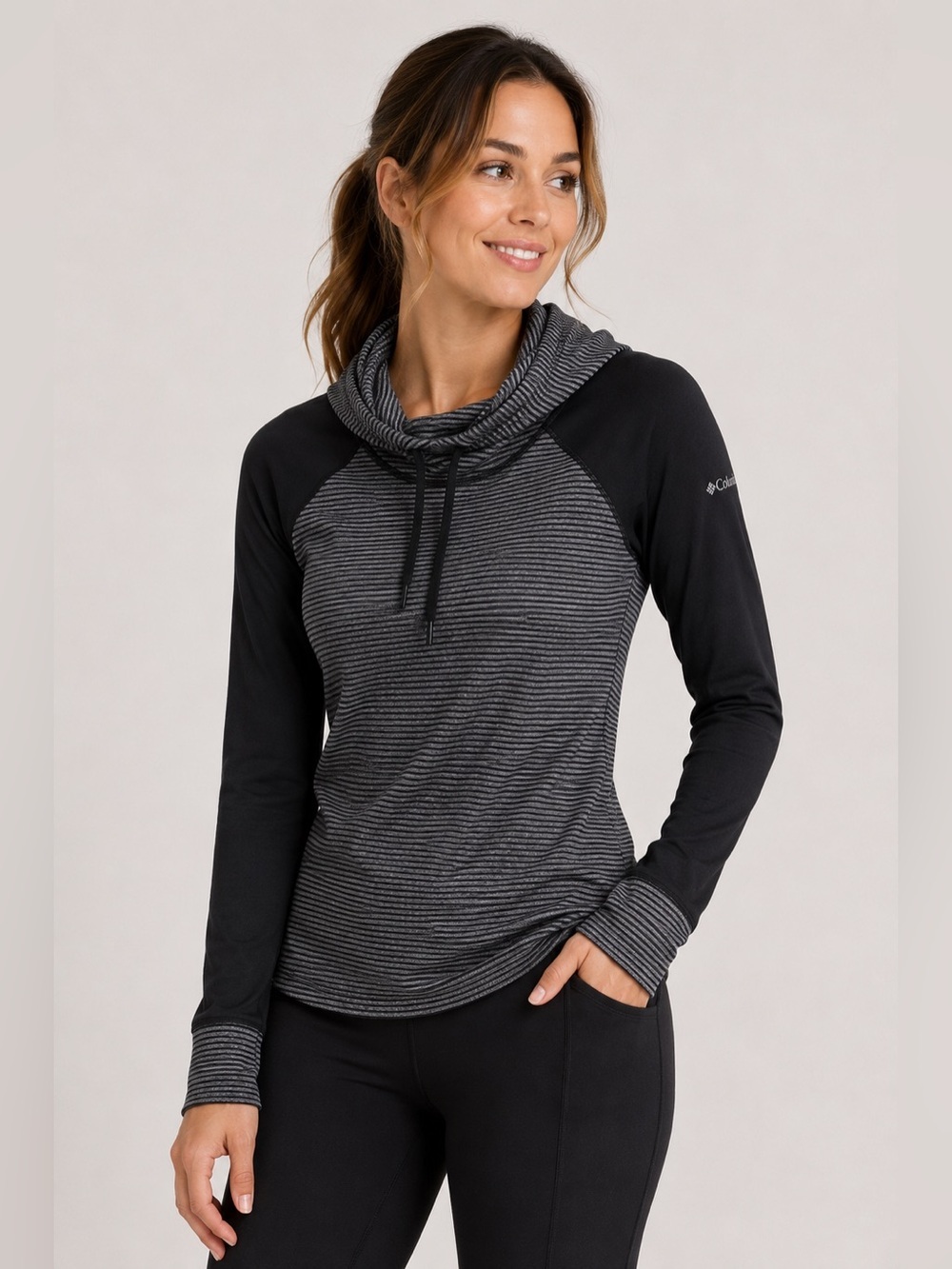Columbia Black and Gray Striped Hoodie Size S